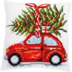 PN-0199257 Cross stitch kit (cushion) 40 x 40 cm Vervaco New Year's machine