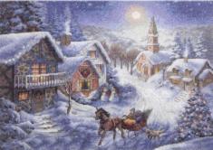 08689 Sleigh Ride cross stitch kit, 38*28cm, DIMENSIONS