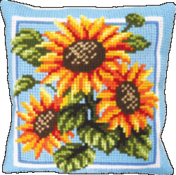 EMBROIDERY COUNTED CROSS STITCH KIT CHARIVNA MIT RT-129 SUNFLOWERS  15.7X15.7 IN 