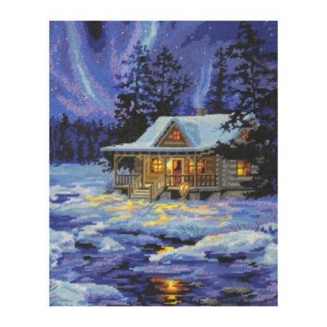 71-20072 Набор для вышивания (гобелен) DIMENSIONS Winter Sky Cabin "Зимняя хижина". Catalog. Kits