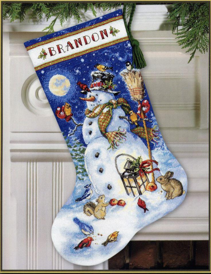 Dimensions Stocking Needlepoint Kit 16 Long-Snowman & Bear Stitched In  Floss 