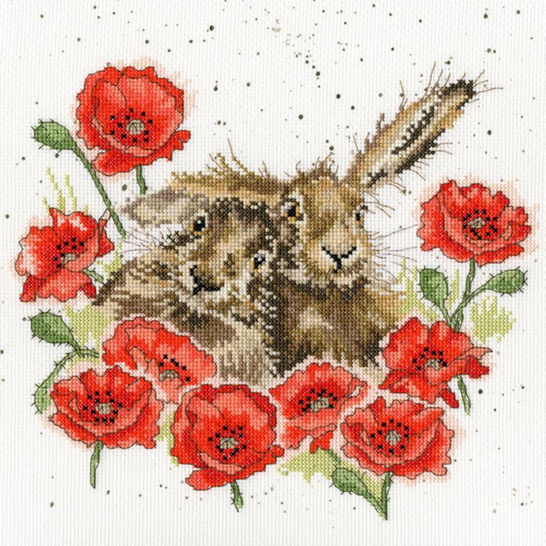 XHD61 Набор для вышивания крестом Love Is In The Hare Влюблённые зайцы Bothy Threads. Catalog. Kits