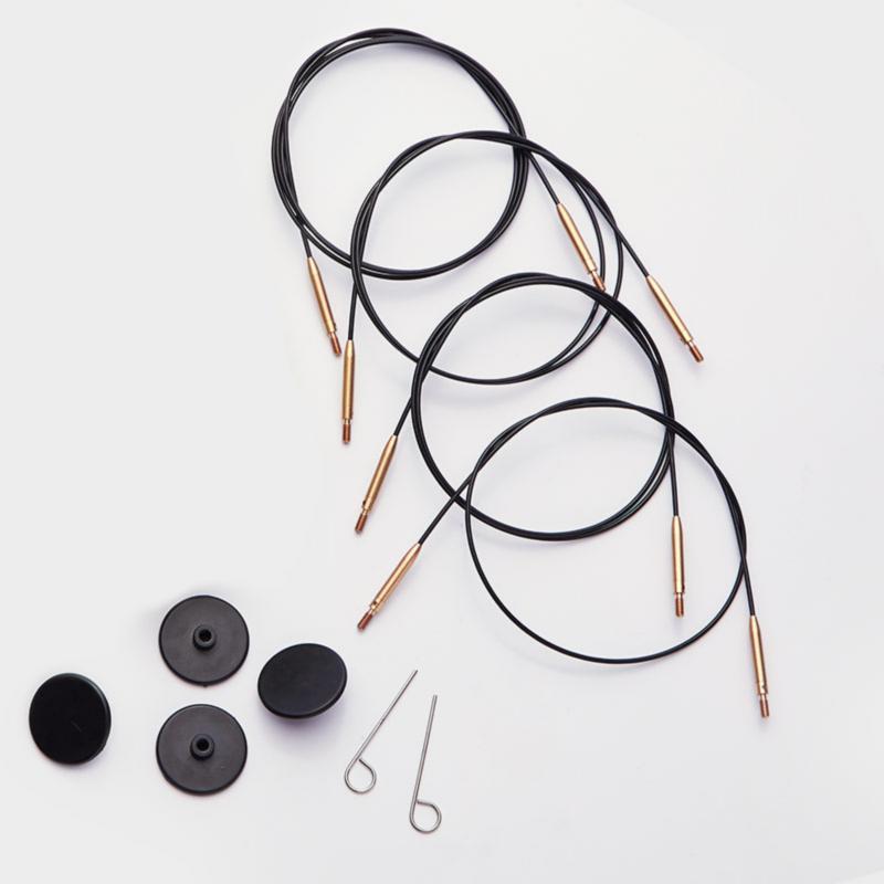 10574 Кабель, 56см що обертається з нерж.сталі чорного кольору з нейлоновим покриттям, 80см  KnitPro. Catalog. Knitting. KnitPro accessories