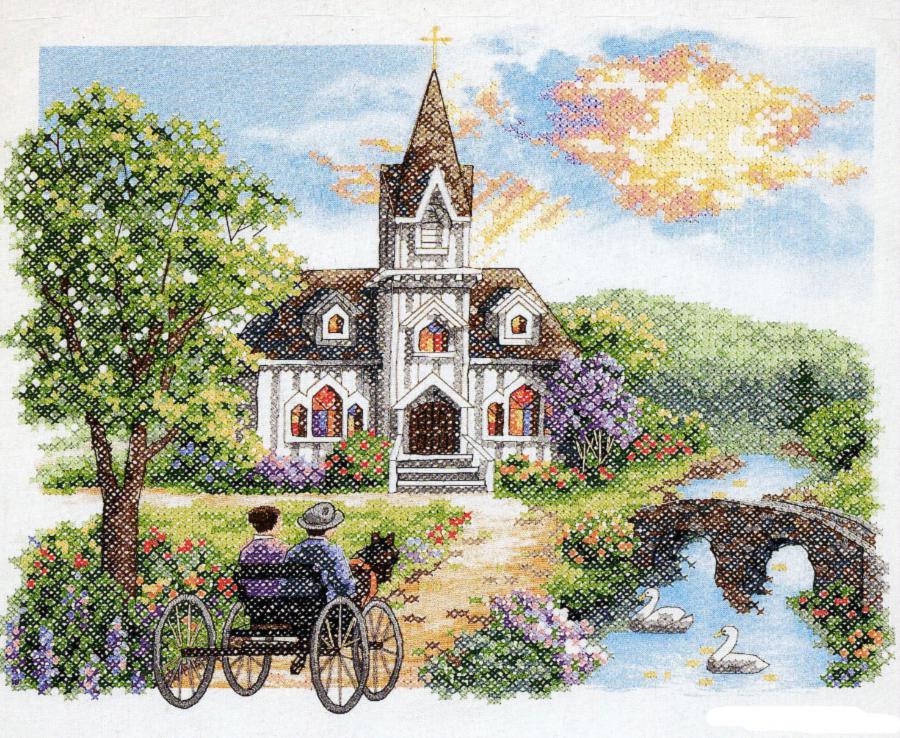 03227 Набор для вышивания крестом DIMENSIONS Country Church "Сельская церковь". Catalog. Kits