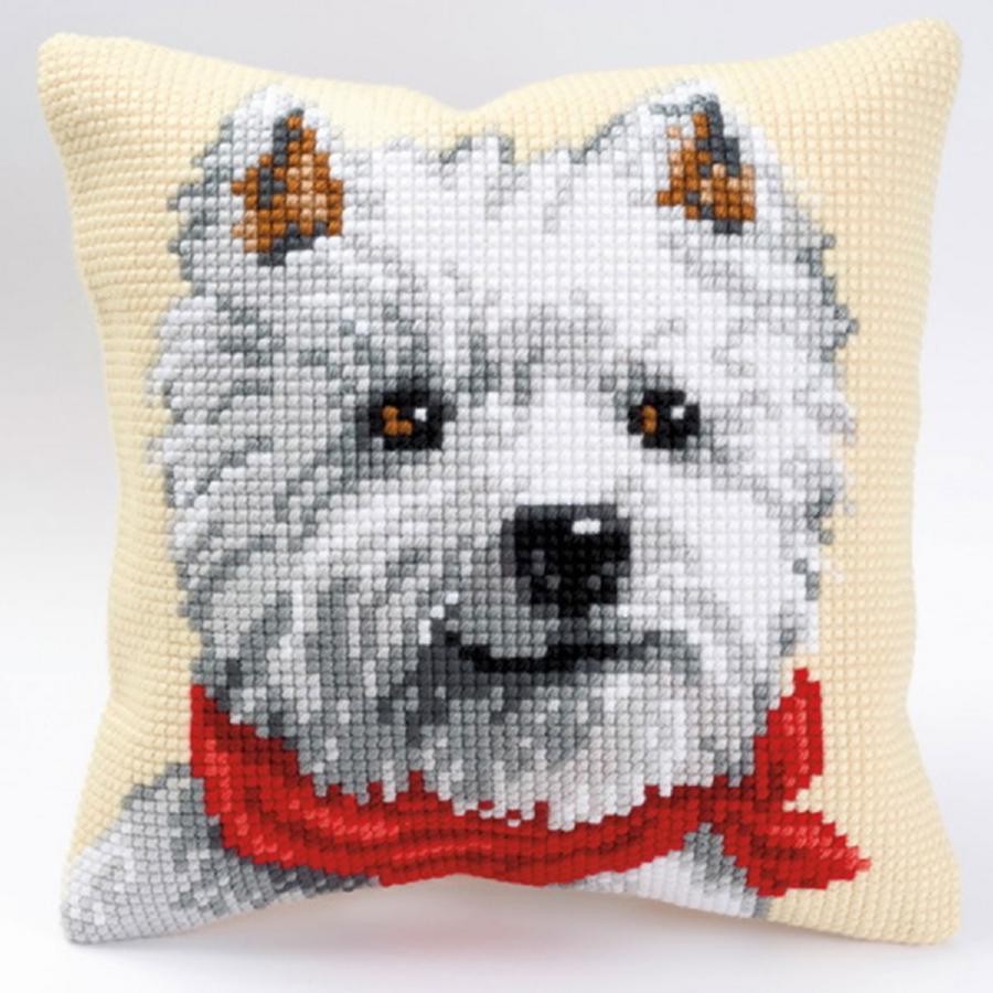 PN-0008572 Набор для вышивания крестом (подушка) Vervaco West Highland Terrier "Норвич терьер". Catalog. Kits