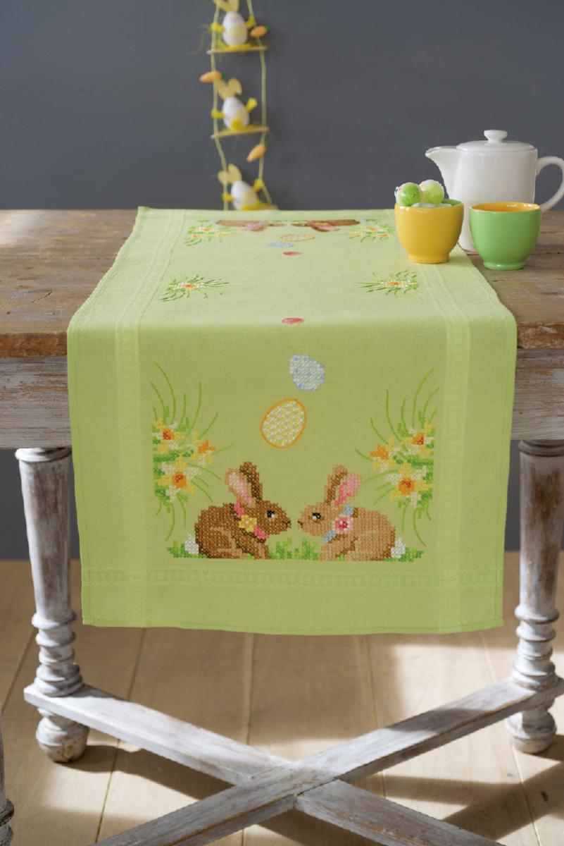 PN-0156711 Набор для вышивания крестом (дорожка на стол) Vervaco Easter Bunnies "Пасхальные зайцы". Catalog. Kits