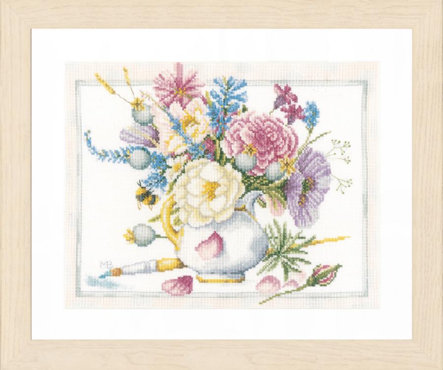 PN-0165375 Набор для вышивки крестом LanArte Flowers in white pot "Цветы в белом горшке". Catalog. Kits