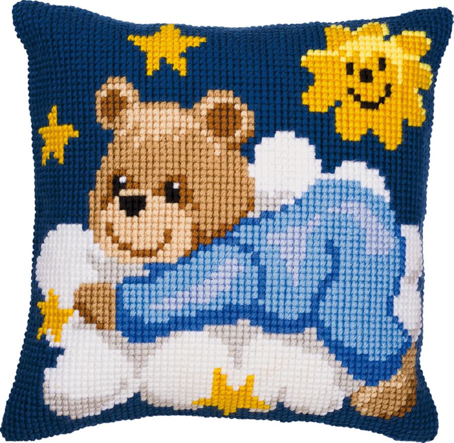 PN-0008573 Набор для вышивания крестом (подушка) Vervaco Blue Nightime Bear "Мишка в голубом на облачке". Catalog. Kits