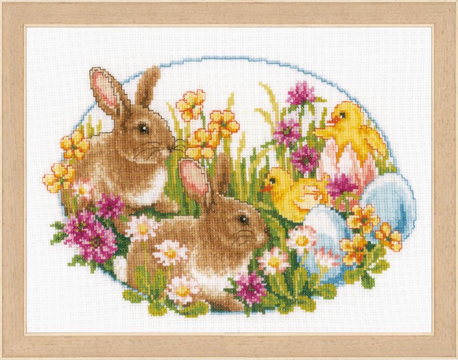 PN-0149534 Набор для вышивки крестом Vervaco Rabbits and chicks "Кролики и цыплята". Catalog. Kits