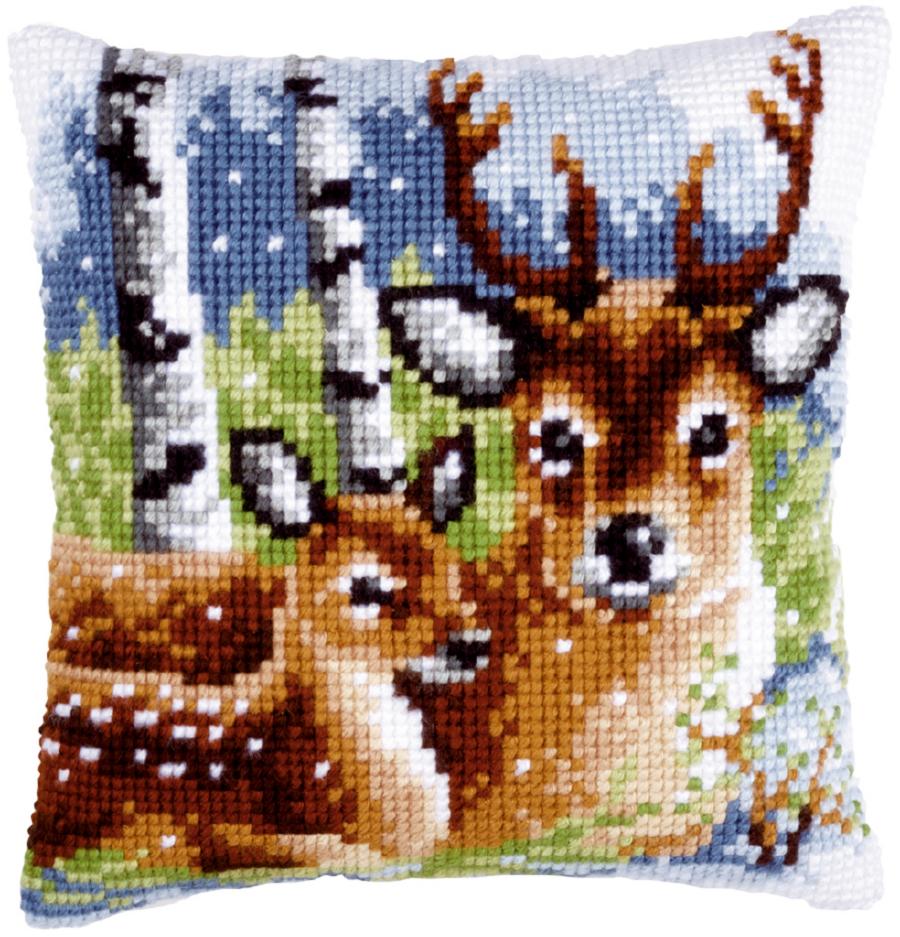PN-0147043 Набор для вышивания крестом (подушка) Vervaco Deer family "Семья оленей". Catalog. Kits