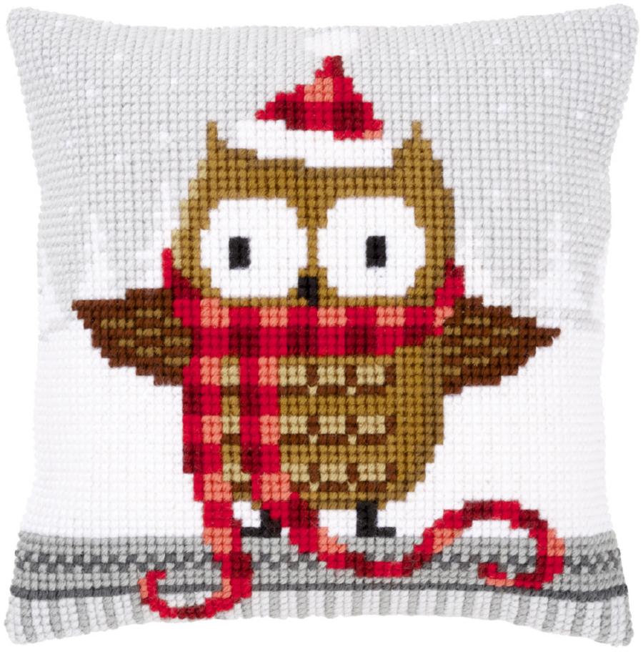 PN-0149312 Набор для вышивания крестом (подушка) Vervaco Owl in santa hat "Сова в новогодней шапке". Catalog. Kits