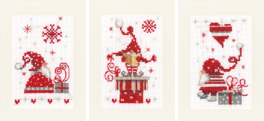 PN-0165989 Набор для вышивания крестом (открытки) Vervaco Christmas gnomes "Рождественские гномы". Catalog. Kits