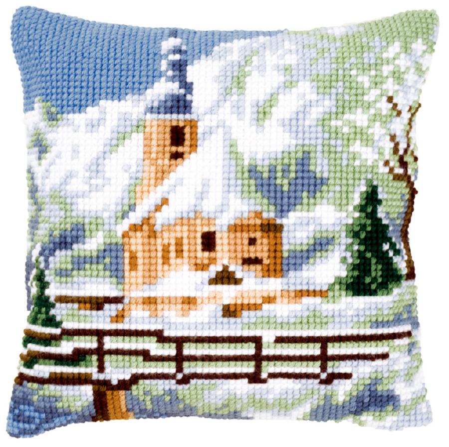 PN-0021806 Набор для вышивания крестом (подушка) Vervaco Church in the snow "Церковь в снегу". Catalog. Kits