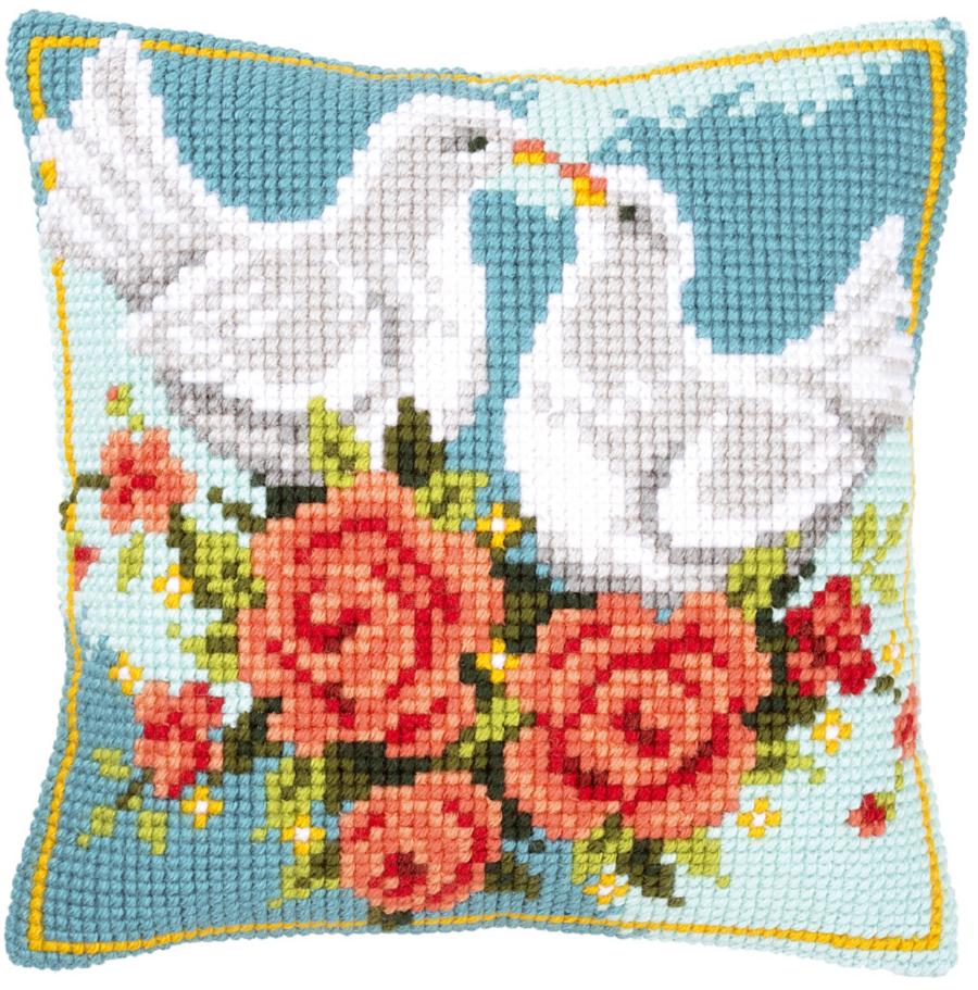 PN-0143723 Набор для вышивания крестом (подушка) Vervaco Doves in love "Влюбленные голуби". Catalog. Kits