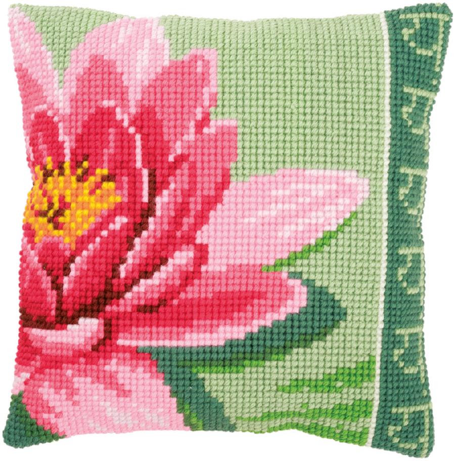PN-0156008 Набор для вышивания крестом (подушка) Vervaco Pink lotus flower "Розовый цветок лотоса". Catalog. Kits
