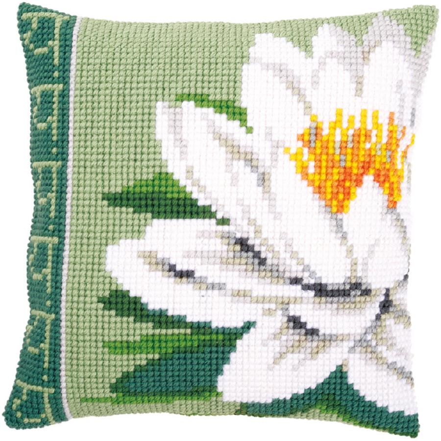 PN-0156009 Набор для вышивания крестом (подушка) Vervaco White lotus flower "Цветок белого лотоса". Catalog. Kits