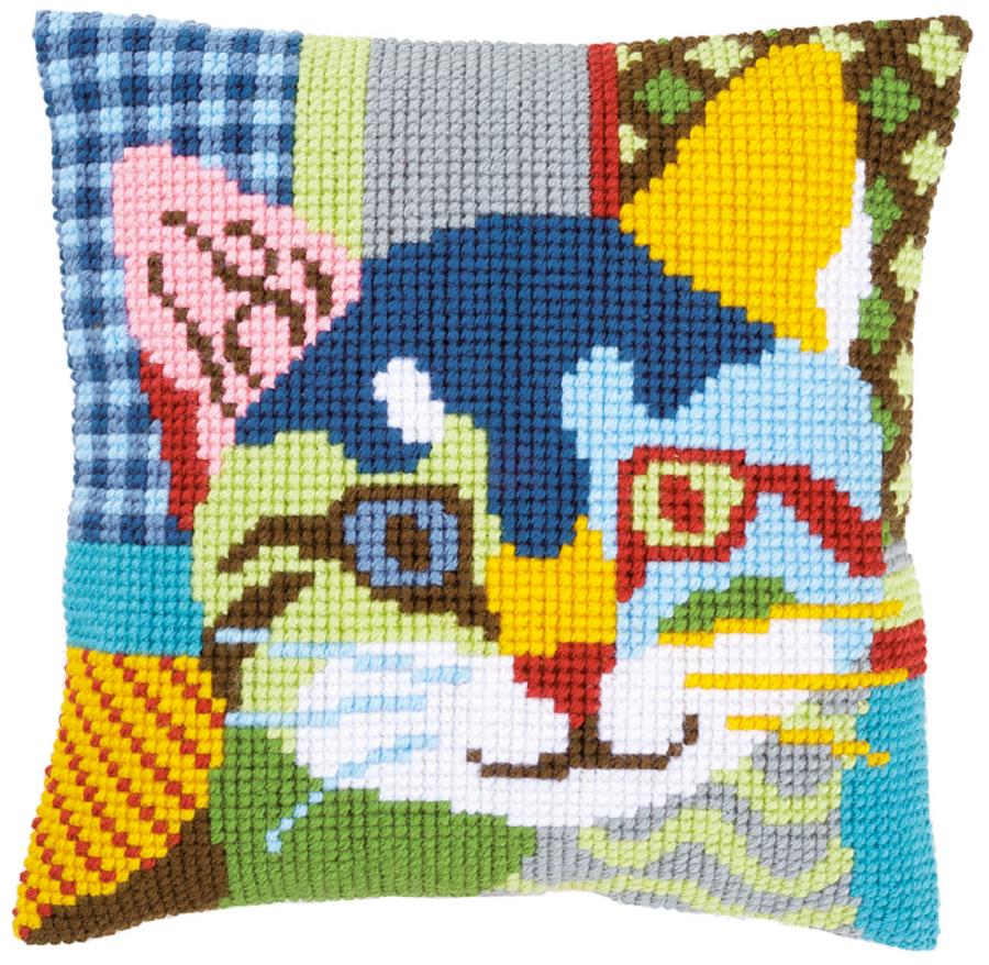 PN-0156115 Набор для вышивания крестом (подушка) Vervaco Modern cat "Современный кот". Catalog. Kits