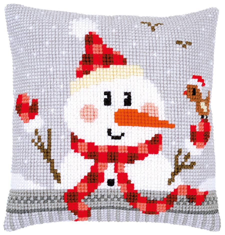 PN-0168751 Набор для вышивания крестом (подушка) Vervaco Snowman "Снеговик" . Catalog. Kits