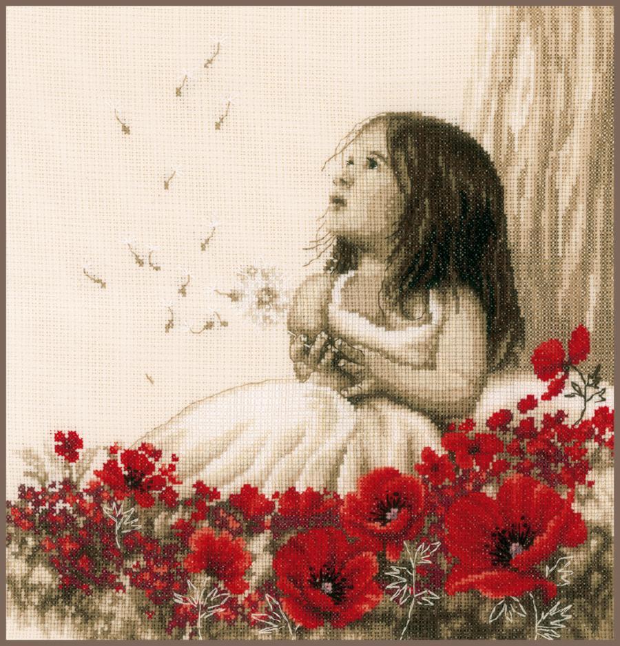 PN-0184269 Набор для вышивки крестом Vervaco Girl in a poppy field "Девушка в маковом . Catalog. Kits