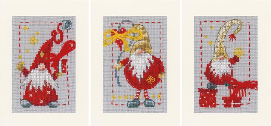 PN-0185078 Набор для вышивания крестом (открытки) Vervaco Christmas gnomes "Рождественские гномы". Catalog. Kits
