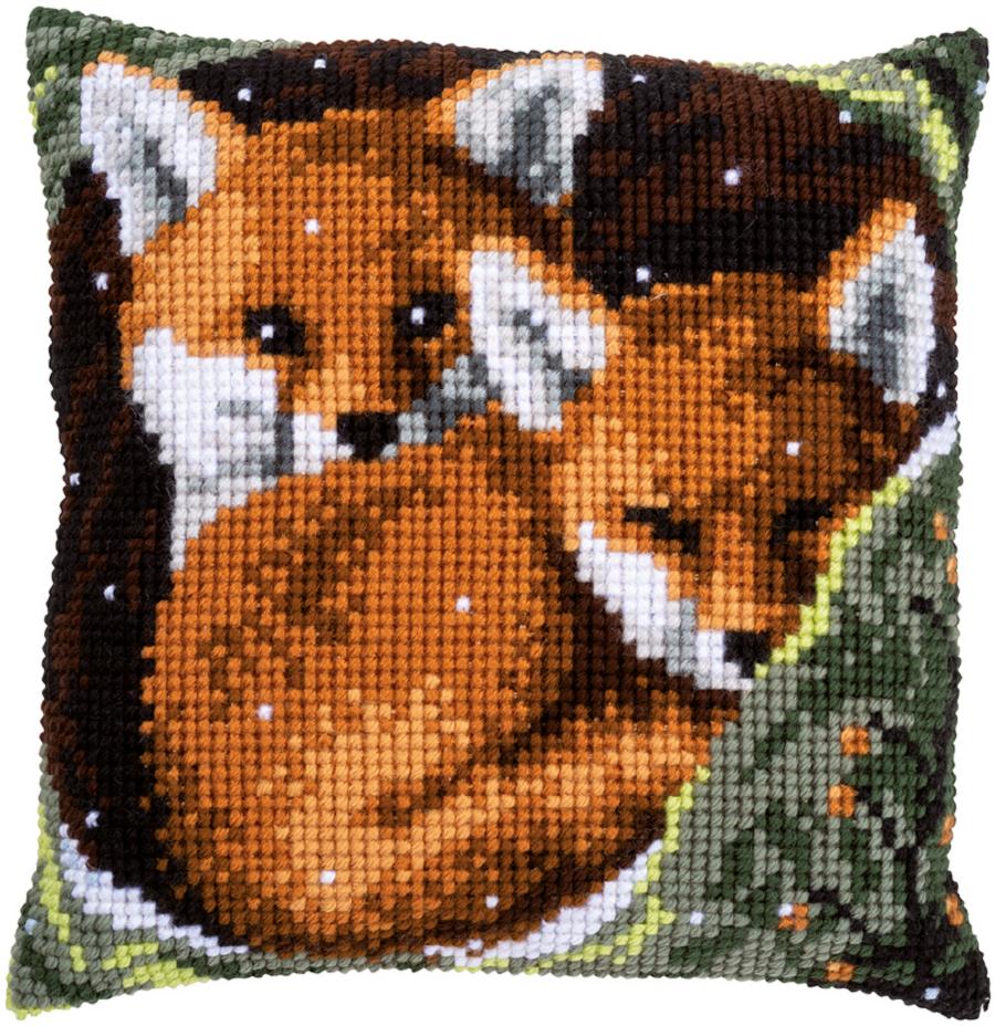 PN-0162175 Набор для вышивания крестом (подушка) Vervaco Foxes "Лисицы". Catalog. Kits