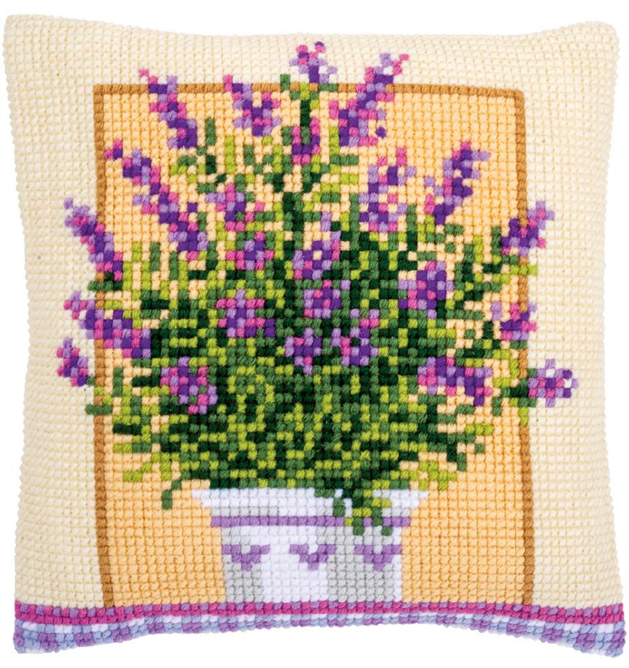 PN-0172863 Набор для вышивания крестом (подушка) Vervaco Lavender in pot "Лаванда в горшке". Catalog. Kits