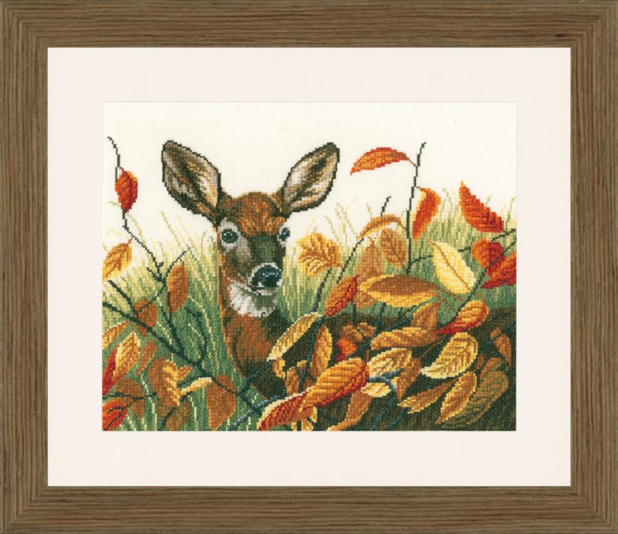 PN-0021223 Набор для вышивки крестом Lanarte Deer with Autumn Leaves "Олень с осенними листьями". Catalog. Kits