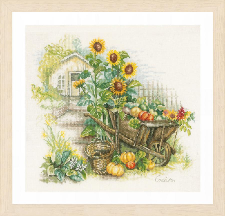 PN-0007988 Набор для вышивки крестом LanArte Wheelbarrow & sunflowers "Подсолнухи и телега". Catalog. Kits