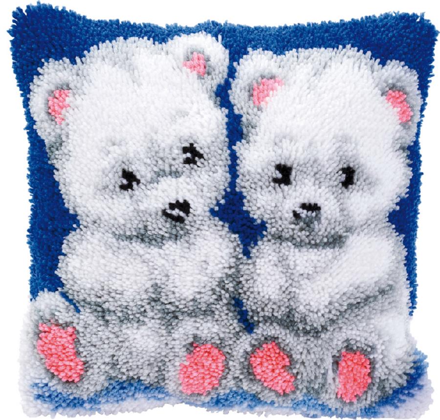 PN-0014150 Набор для вышивания подушки (ковроткачество) Vervaco Polar bear cubs "Белые мишки". Catalog. Kits