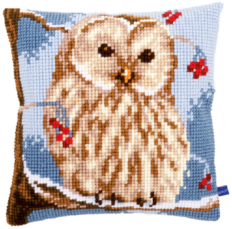 PN-0155143 Набор для вышивания крестом (подушка) Vervaco Winter owl "Зимняя сова". Catalog. Kits
