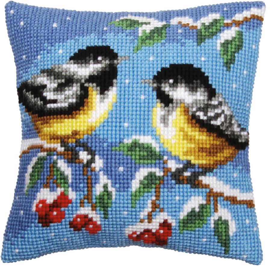 PN-0155867 Набор для вышивания крестом (подушка) Vervaco Two Winter Birds "Две зимние птицы". Catalog. Kits