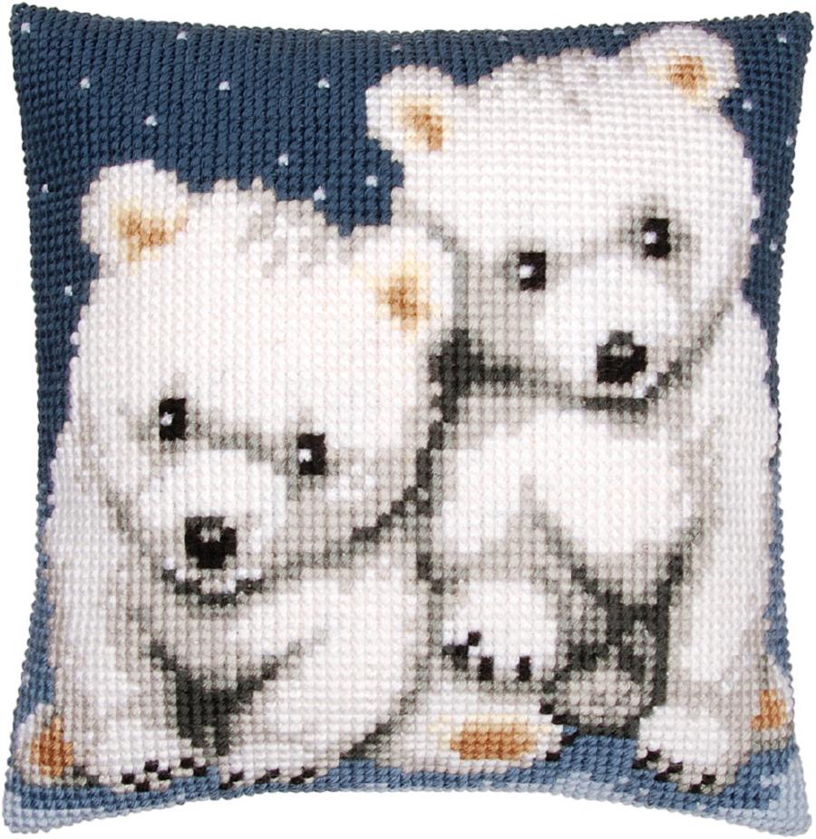 PN-0156484 Набор для вышивания крестом (подушка) Vervaco Polar bears "Белые медведи". Catalog. Kits