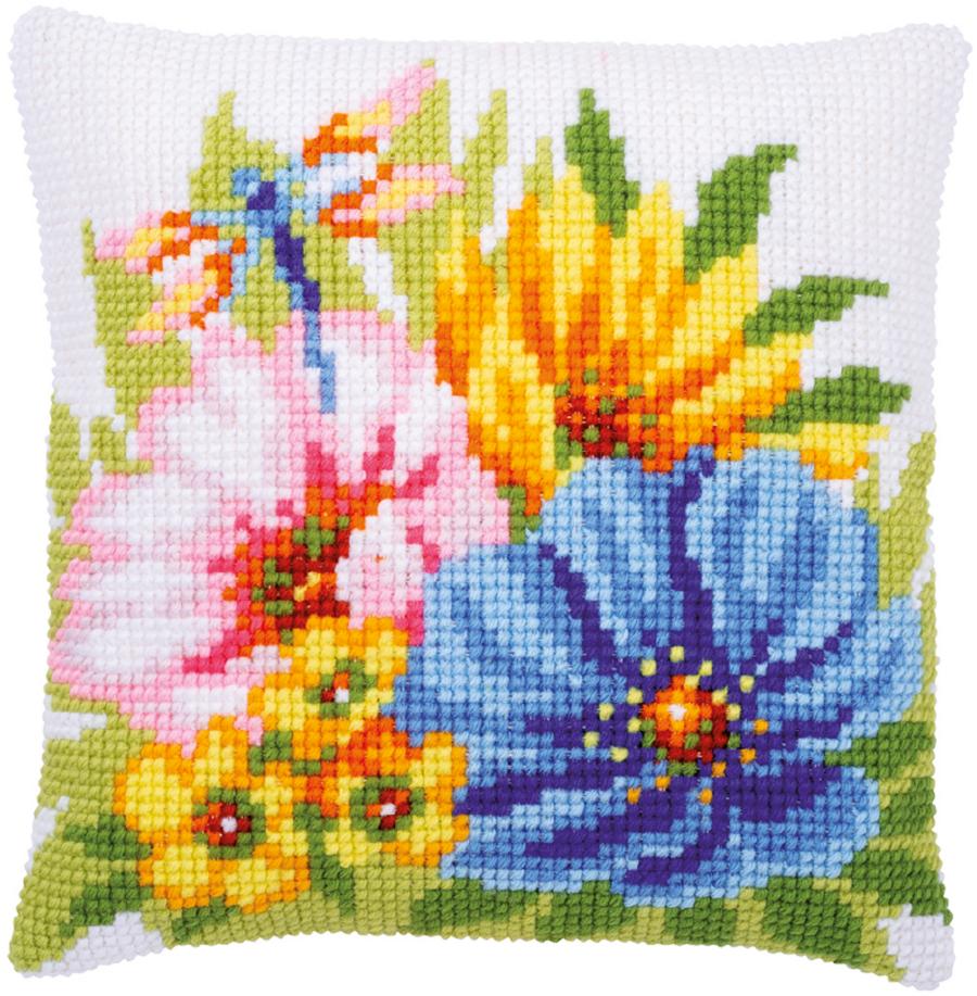 PN-0184985 Набор для вышивания крестом (подушка) Vervaco Colourful spring flowers "Красочные весенние цветы". Catalog. Kits