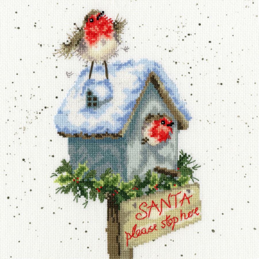 XHD55 Набор для вышивания крестом Santa Stop Here "Санта, остановись здесь" Bothy Threads. Catalog. Kits