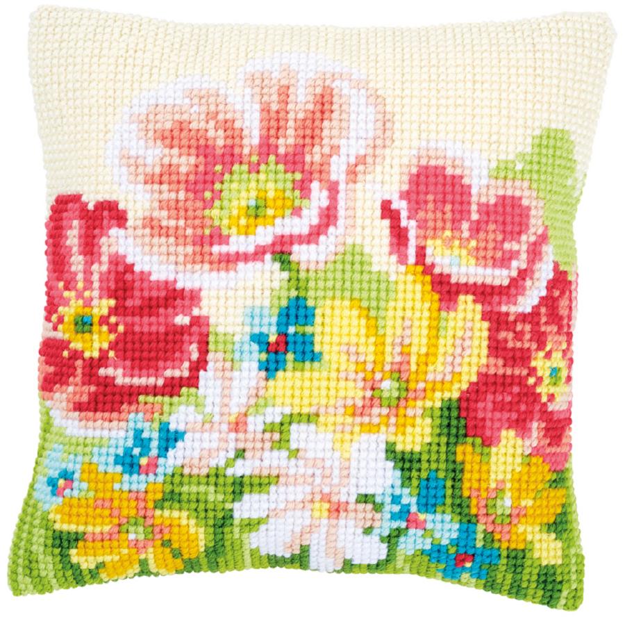 PN-0163860 Набор для вышивания крестом (подушка) Vervaco Summer Flowers "Летние цветы". Catalog. Kits