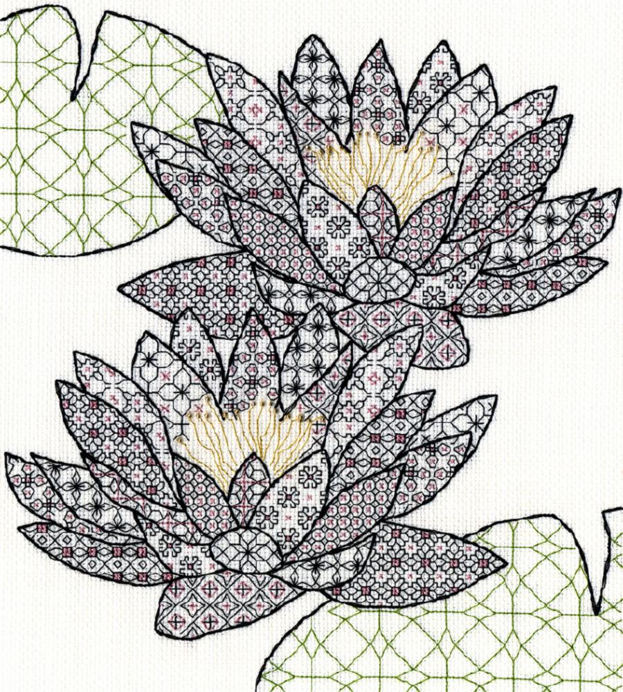 XBW3 Набор для вышивания крестом Blackwork Water Lily "Водяная лилия" Bothy Threads. Catalog. Kits