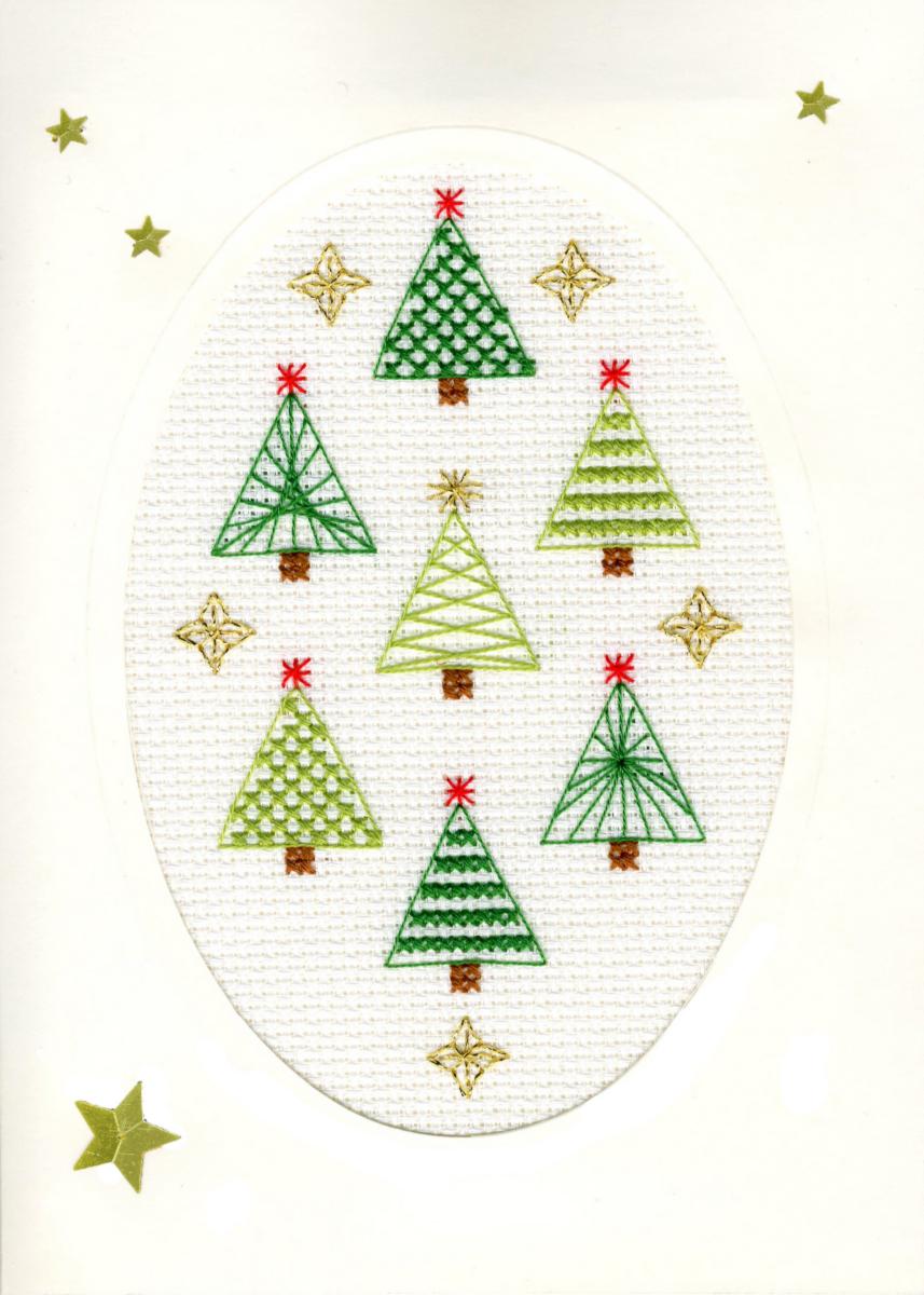 XMAS23 Набор для вышивания крестом (рождественская открытка) Christmas Forest "Рождественский лес" Bothy Threads. Catalog. Kits