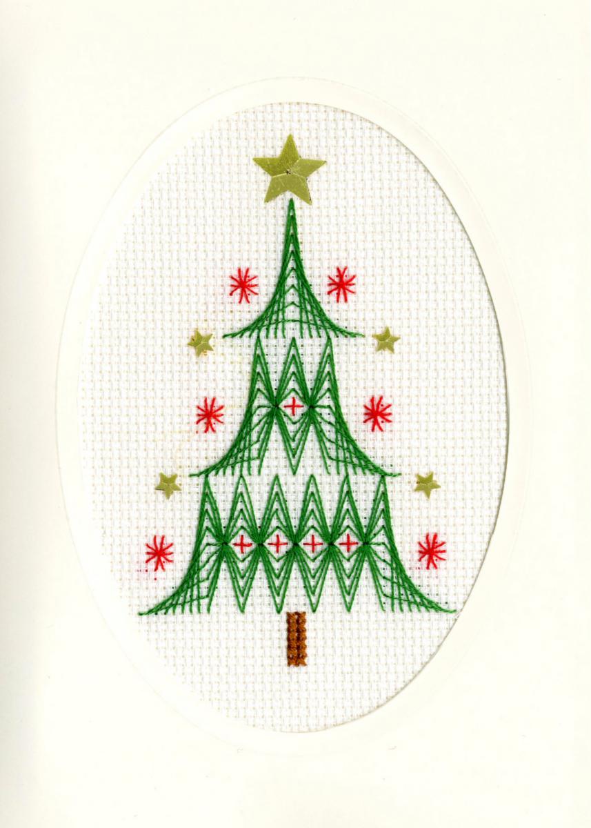 XMAS24 Набор для вышивания крестом (рождественская открытка) Christmas Tree "Рождественская елка" Bothy Threads. Catalog. Kits