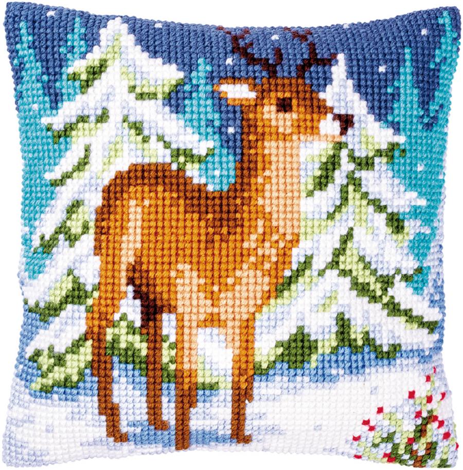 PN-0146918 Набор для вышивания крестом (подушка) Vervaco Deer in winter "Олень зимой". Catalog. Kits