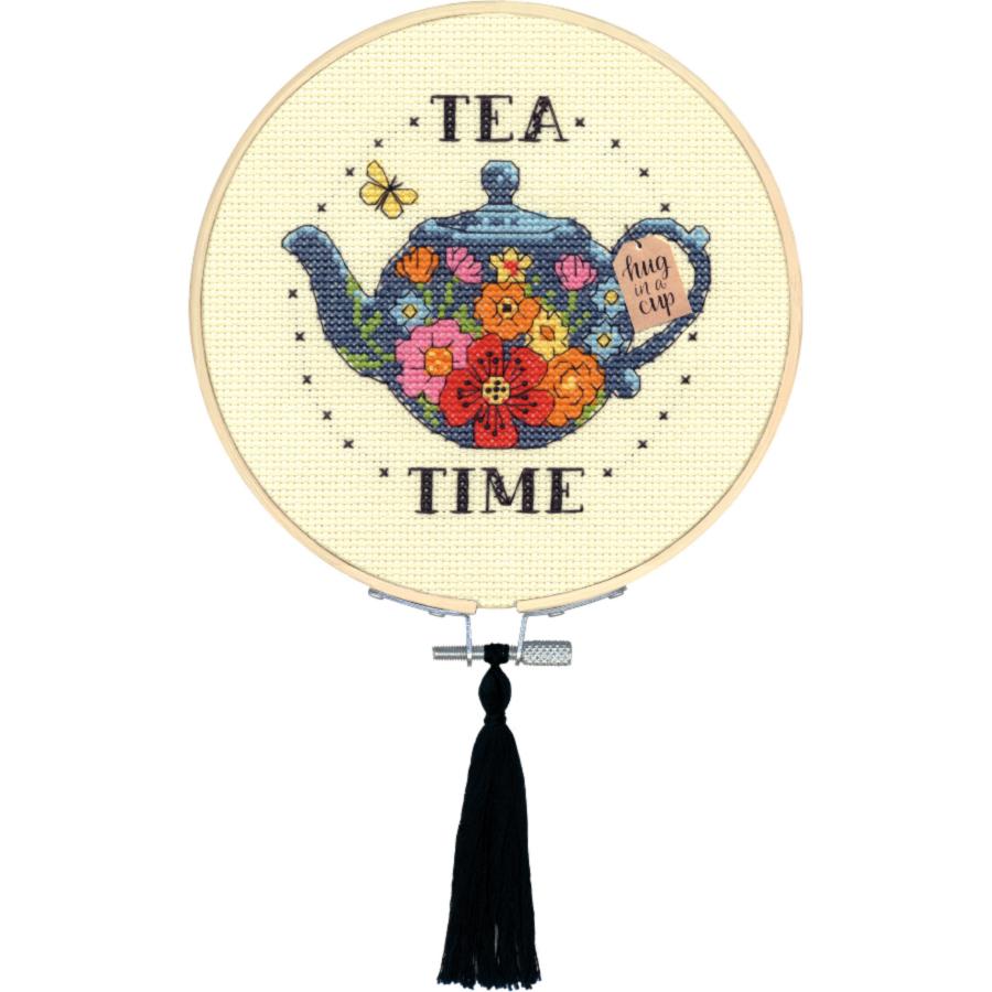 72-76291 Набор для вышивания крестом DIMENSIONS Tea Time Hoop "Время чаепития". Catalog. Kits