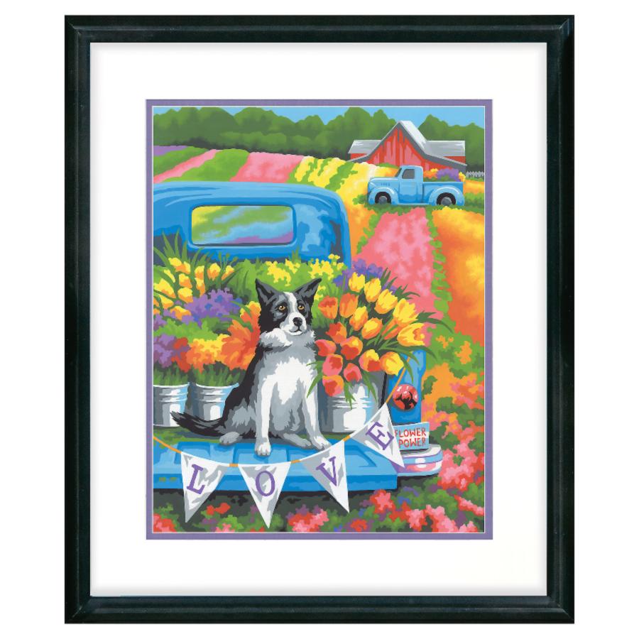 73-91775 Набор для рисования красками по номерам Flower Power Dog "Собака цветочник" Dimensions. Catalog. Kits