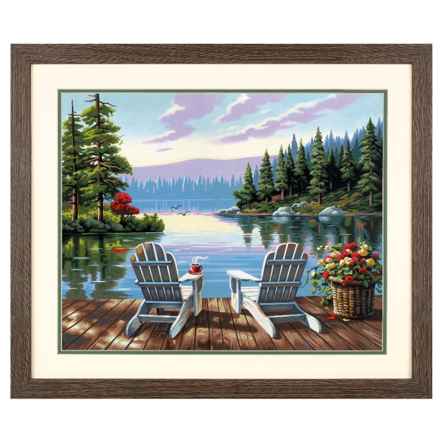73-91729 Набор для рисования красками по номерам Lakeside Morning "Утро на берегу озера" Dimensions. Catalog. Kits