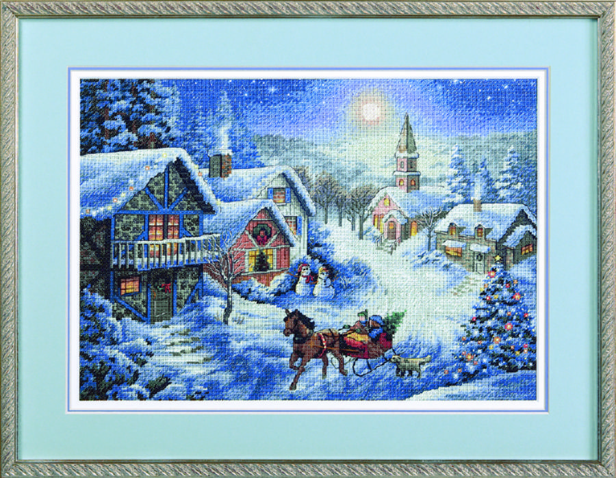 08689 Набір для вишивання хрестом Катання на санях  Sleigh Ride,38*28см,DIMENSIONS. Catalog. Kits